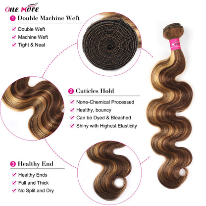 5x5 Closure With Bundles Honey Blonde Body Wave Bundles With Closure Ombre Colored Highlight Human Hair Bundles With Closure
