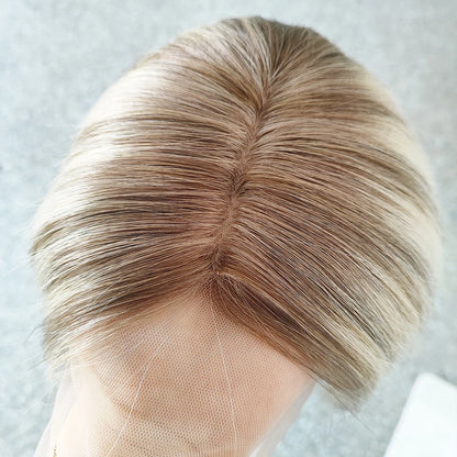 Premium  Quality 100%  Raw Virgin Human Hair All Hand Tied Silk Base Top Medical Wig with Silicone Top for Cancer Patient