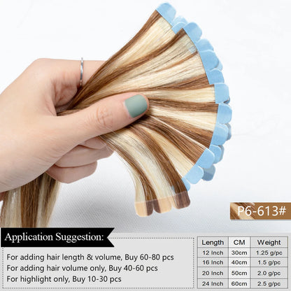 Mini Tape Hair Extensions  Natural Tape in Hair Extentions 3x0.8cm Invisible Tape 10pcs/pack for Side Hair