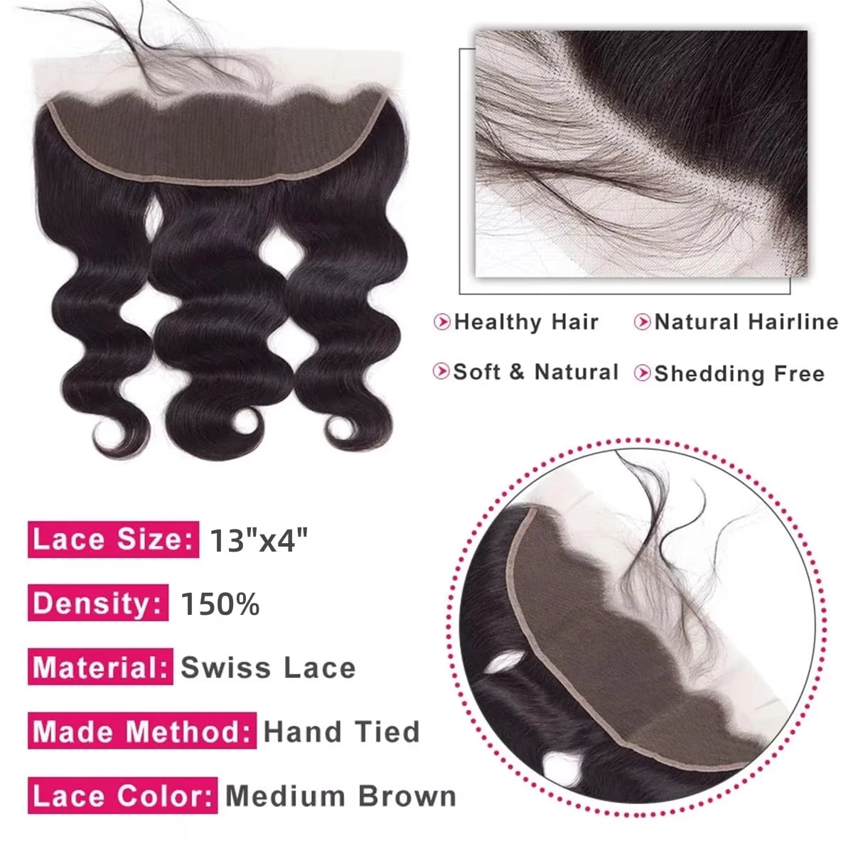 Body Wave Bundles with Frontal Human Hair Brazilian Human Hair Bundles with 13x4 Frontal Closure Virgin Weave 3 Bundles Frontal