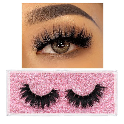FOXESJI 3D Mink Lashes False Eyelashes Fluffy Thick Cross Wispy Natural Eye lashes Mink Soft Lash Extension Supplies Makeup Set