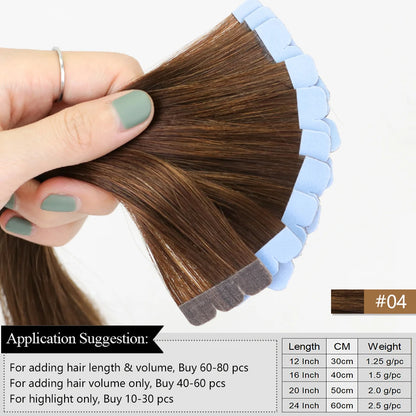 Mini Tape Hair Extensions  Natural Tape in Hair Extentions 3x0.8cm Invisible Tape 10pcs/pack for Side Hair