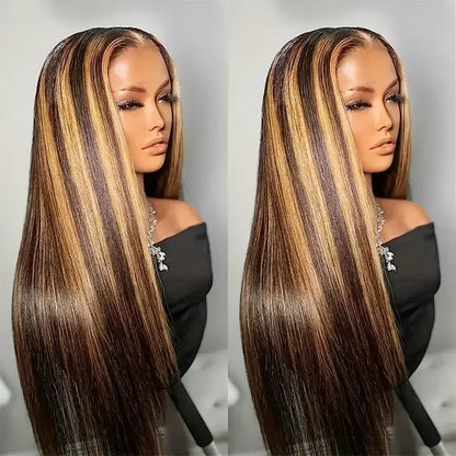 NEW ARRIVAL Super Long Synthetic High Quality Wigs 28 Inch 265g Color 13*6 Wig Lace Front Highlight Silky Straight Wigs