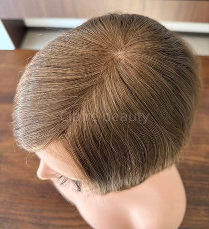 Unprocessed Raw Hair Full Hand Tied Medical Wig Silk Top With Lace Front Human Hair Medical Wig for Cancer Patients