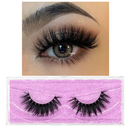 FOXESJI 3D Mink Lashes False Eyelashes Fluffy Thick Cross Wispy Natural Eye lashes Mink Soft Lash Extension Supplies Makeup Set