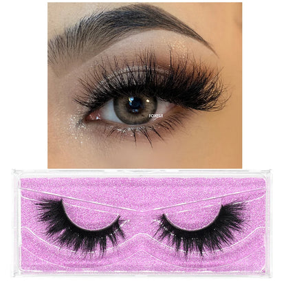 FOXESJI 3D Mink Lashes False Eyelashes Fluffy Thick Cross Wispy Natural Eye lashes Mink Soft Lash Extension Supplies Makeup Set