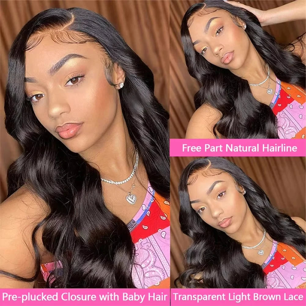 Body Wave Bundles with Frontal Human Hair Brazilian Human Hair Bundles with 13x4 Frontal Closure Virgin Weave 3 Bundles Frontal