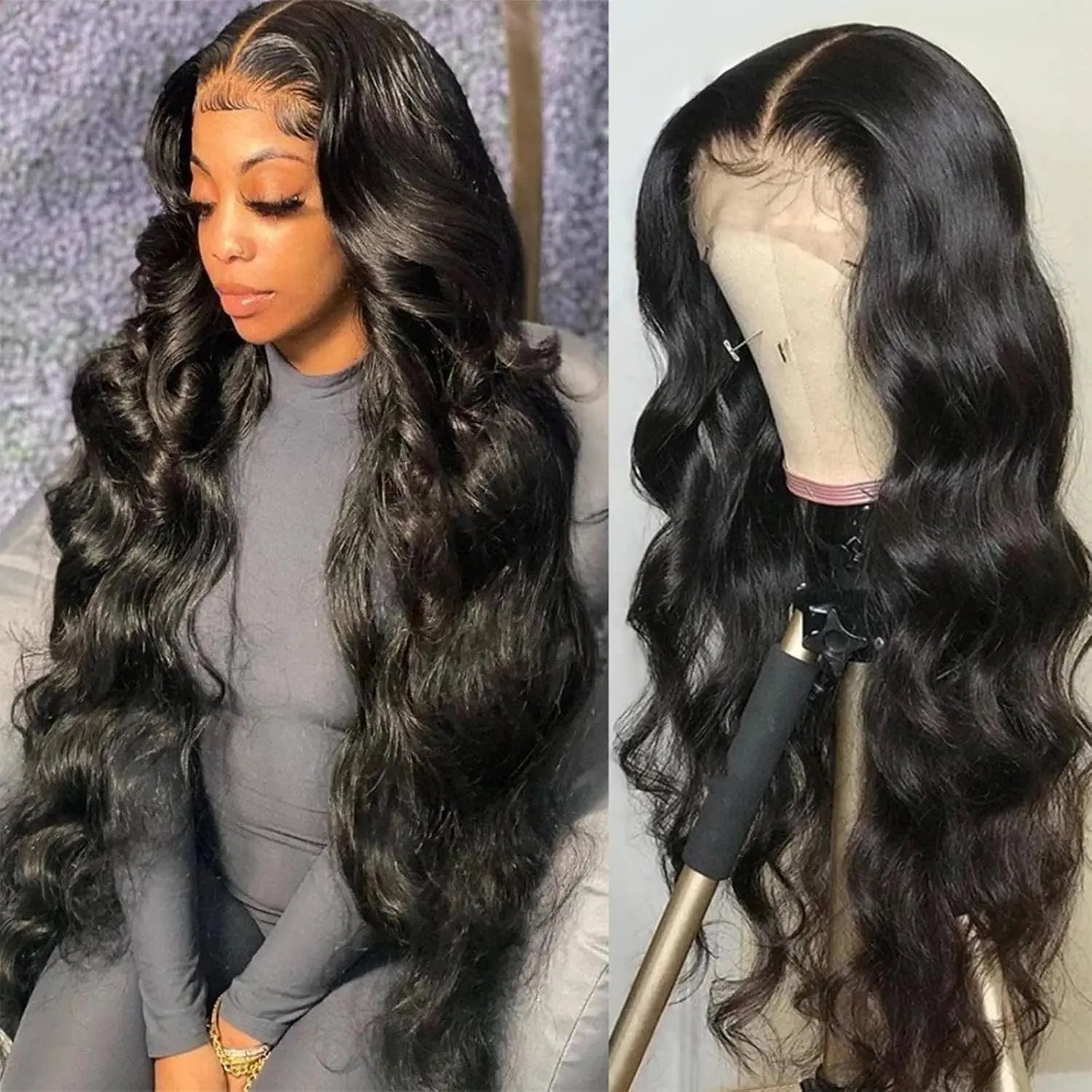 Natural Color Brazilian Body Wave 13x4 HD Lace Frontal Human Hair Wigs 18/20/22 Inch Ready for Black Woman Immediate Wear