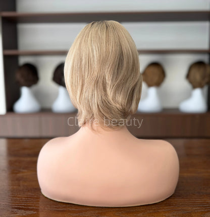 Natural Hairline Full Hand Tied Medical Wig Silk Top With Lace Front Human Hair Medical Wig for Cancer Patients
