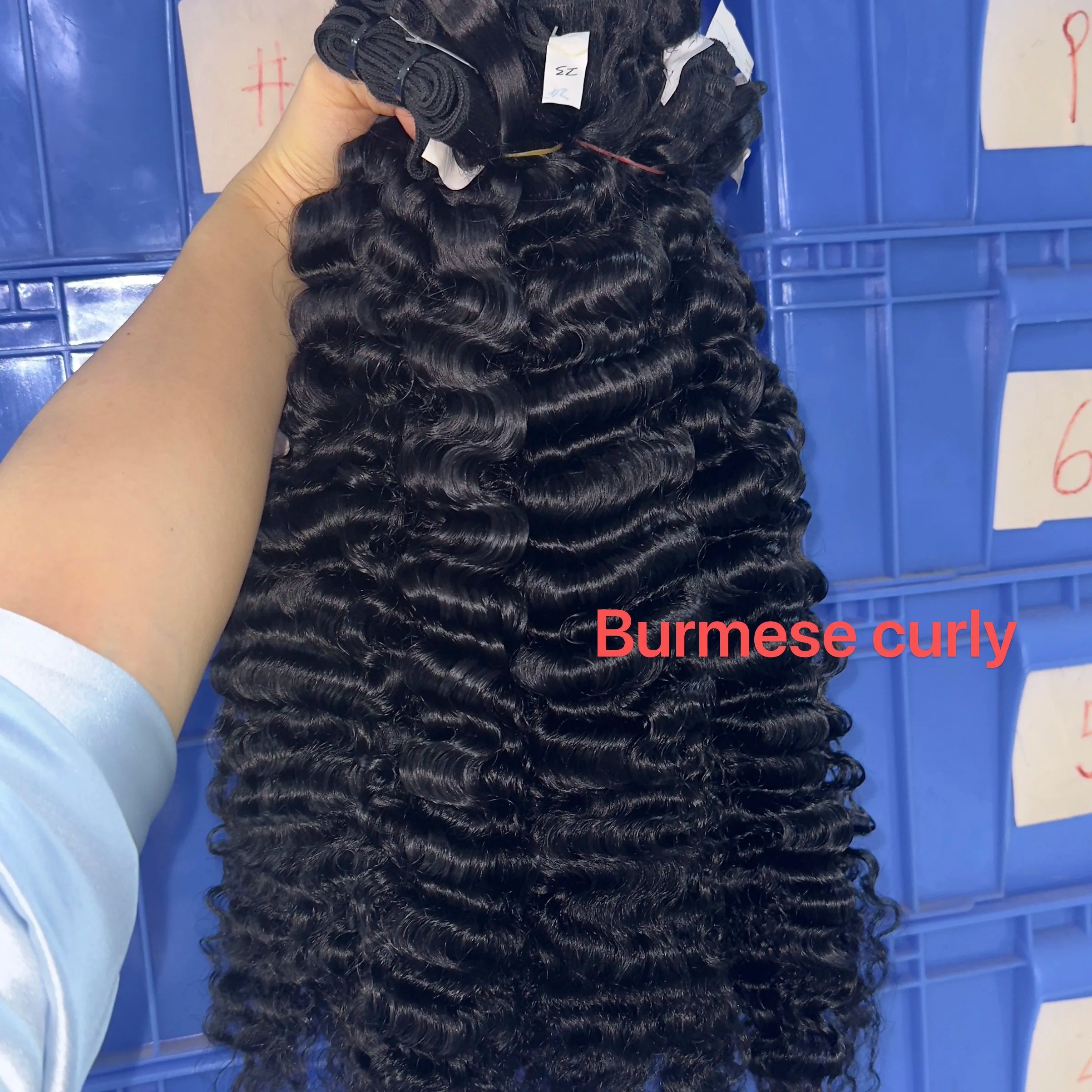 Best Selling US Stock Wholesale Raw Vietnamese Burmese Curly Hair Bundles Vendor Raw Cambodian Natural Wave Human Hair