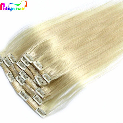 Shop Honey Blonde Hair Extensions Clip 613 Human Hair Pack 100g Clips in European Virgin Remy Hair Extentions Clip-in Double Wef