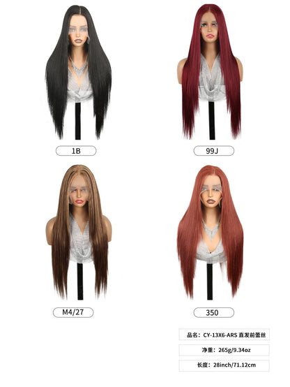 NEW ARRIVAL Super Long Synthetic High Quality Wigs 28 Inch 265g Color 13*6 Wig Lace Front Highlight Silky Straight Wigs