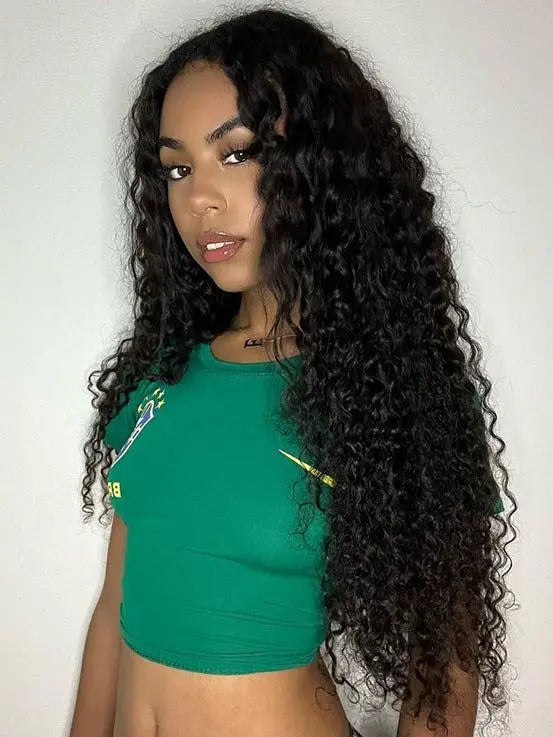 200% Density Indian Water Wave Human Hair Wigs 13X4 HD Lace Frontal Natural Color for Women From Human Hair Wigs Factory