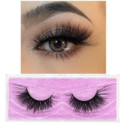 FOXESJI 3D Mink Lashes False Eyelashes Fluffy Thick Cross Wispy Natural Eye lashes Mink Soft Lash Extension Supplies Makeup Set