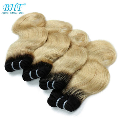BHF Ombre Brazilian Body Wave Human Hair Bundles 50g/pc 1B/27 & 1B/613 Remy Hair Extensions 8 Inch can make wigs Halloween Day