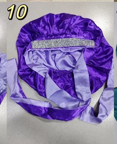 Diamond Luxury Mommy and Me Double Satin Silk Bonnet with Edge Band Head Wrap Bonnet Vendor Custom Ready Ship Silk Hair Bonnets