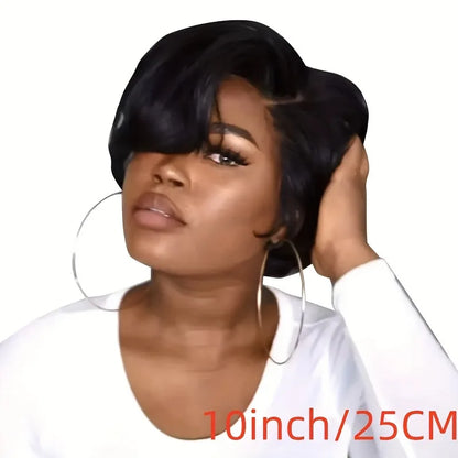 2025 New Arrival: Black Short Straight Women's Voluminous High-Temperature Fiber Wig - Hot Seller