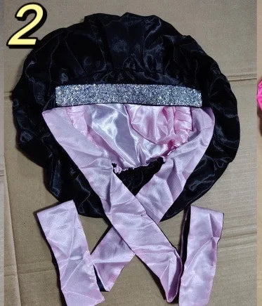 Diamond Luxury Mommy and Me Double Satin Silk Bonnet with Edge Band Head Wrap Bonnet Vendor Custom Ready Ship Silk Hair Bonnets