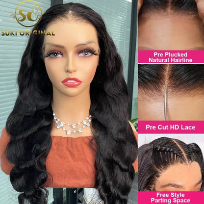 Glueless Wear and Go Prelucked Human Body Wave Hair Wig 4x6 Closure HD Transparent Lace Pre Cut Ready Wear and Go Lace Wig