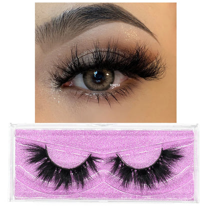 FOXESJI 3D Mink Lashes False Eyelashes Fluffy Thick Cross Wispy Natural Eye lashes Mink Soft Lash Extension Supplies Makeup Set