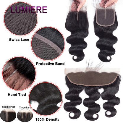 18A Virgin Raw Body Wave Bundles With Closure