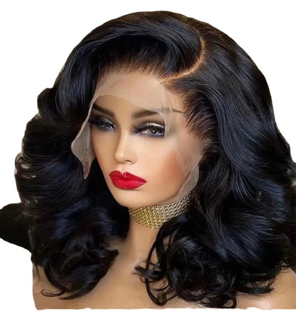 High Quality 13*4 Front Wig for Women Fashionable Transparent Loose Deep Wave Curly Synthetic Fiber  Afro Black
