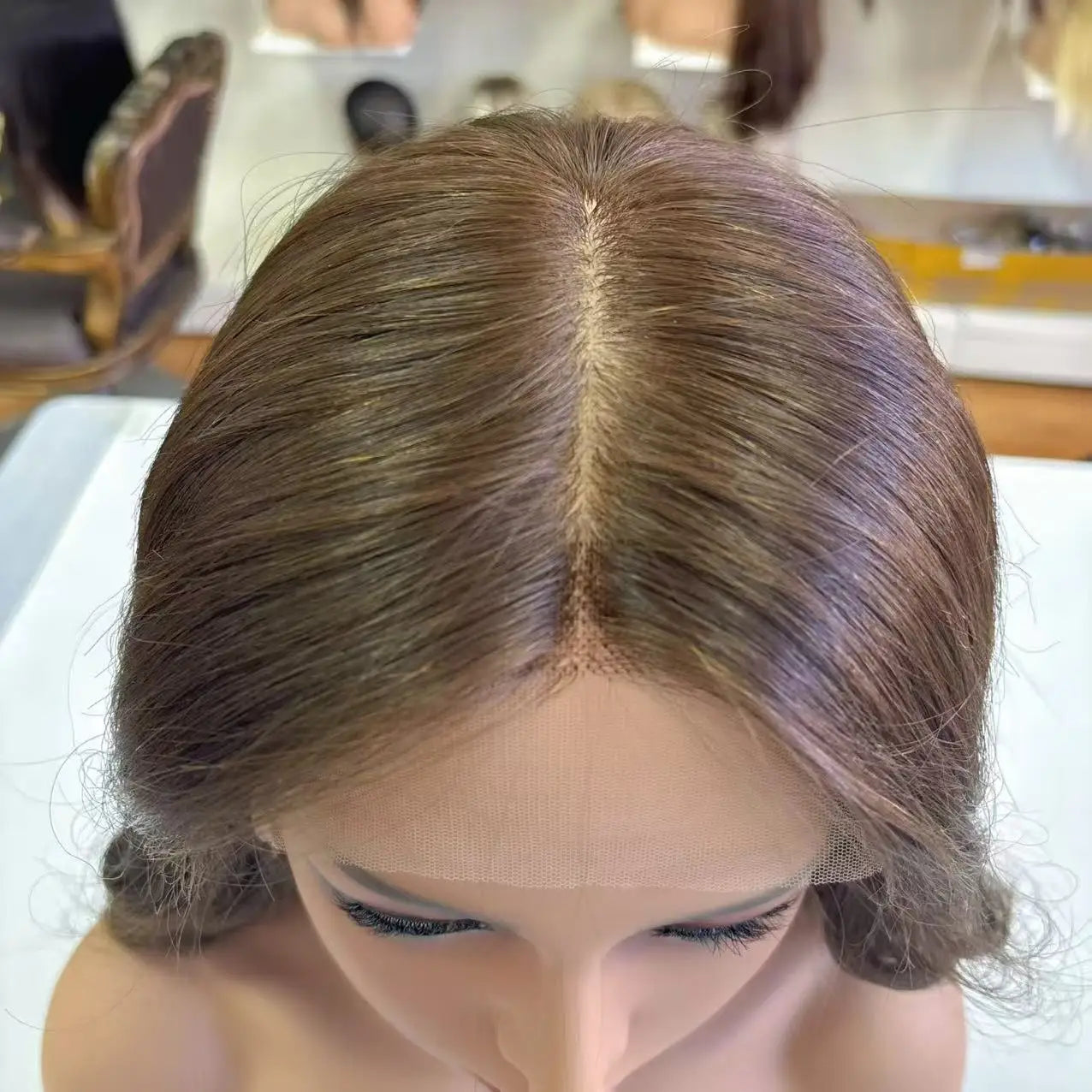 100%Hand-Tied  Human Hair Silk Top Silk Base Top Medical Wig Human Hair Medical Wig for Cancer Patients  Silicone