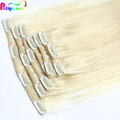 Shop Honey Blonde Hair Extensions Clip 613 Human Hair Pack 100g Clips in European Virgin Remy Hair Extentions Clip-in Double Wef