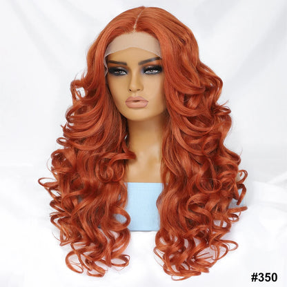 Wholesale Mixed Color HD Frontal Lace Synthetic Hair Wigs Curly Wave Black Brown for Daily Use for Black Women