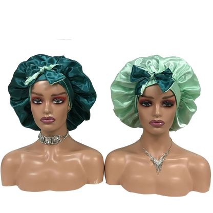 Custom Own Brand Designer Bonnet With  Stretch Tie Band Satin Head Wrap Long Braid Hair Bonnets