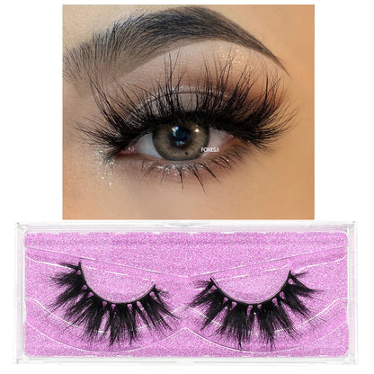 FOXESJI 3D Mink Lashes False Eyelashes Fluffy Thick Cross Wispy Natural Eye lashes Mink Soft Lash Extension Supplies Makeup Set