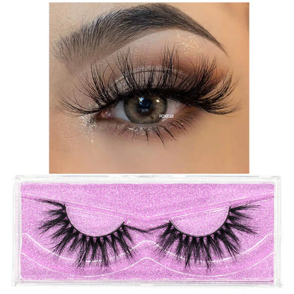 FOXESJI 3D Mink Lashes False Eyelashes Fluffy Thick Cross Wispy Natural Eye lashes Mink Soft Lash Extension Supplies Makeup Set