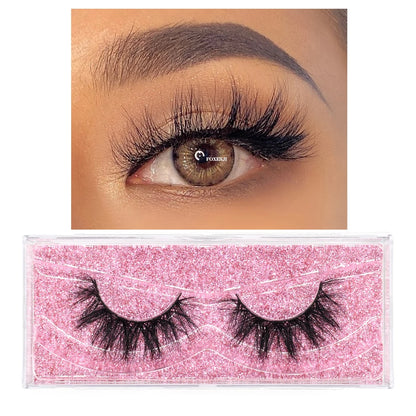FOXESJI 3D Mink Lashes False Eyelashes Fluffy Thick Cross Wispy Natural Eye lashes Mink Soft Lash Extension Supplies Makeup Set
