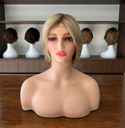 Natural Hairline Full Hand Tied Medical Wig Silk Top With Lace Front Human Hair Medical Wig for Cancer Patients
