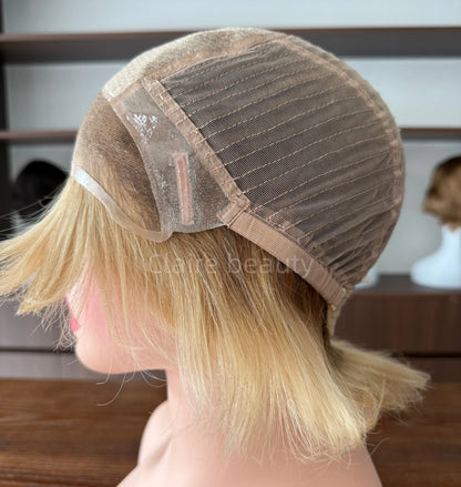 Natural Hairline Full Hand Tied Medical Wig Silk Top With Lace Front Human Hair Medical Wig for Cancer Patients