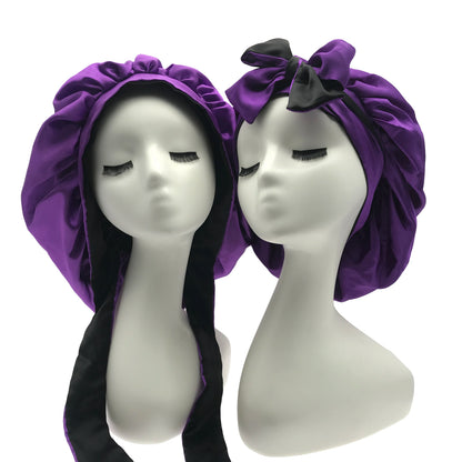 Diamond Luxury Mommy and Me Double Satin Silk Bonnet with Edge Band Head Wrap Bonnet Vendor Custom Ready Ship Silk Hair Bonnets