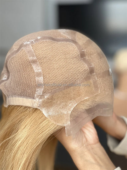 High Quality 100% Raw Virgin Hair Transparent Full Lace Glueless Wigs for Bald People and Cancer Patients