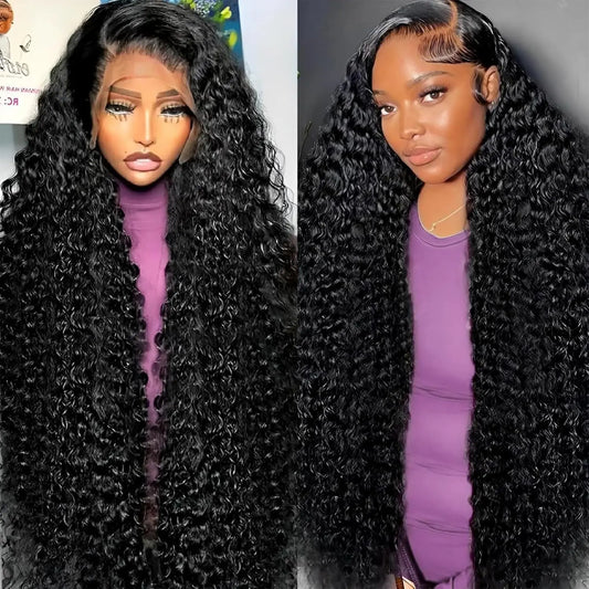 200% Density Indian Water Wave Human Hair Wigs 13X4 HD Lace Frontal Natural Color for Women From Human Hair Wigs Factory