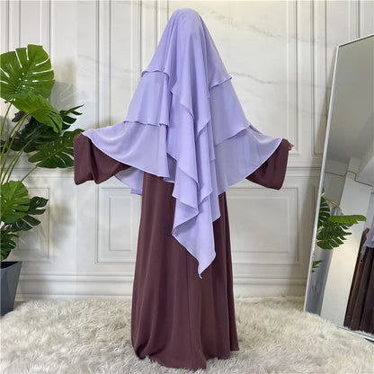 New Hijab Cap Muslim Abayas for Women Arabic Prayer Islamic 3 Layers Shawls Full Cover Head Wrap for Women Winter Khimar
