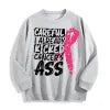 Breast Cancer Awareness Ribbon Graphic Crewneck Sweatshirt, US Warehouse, 6 Colors