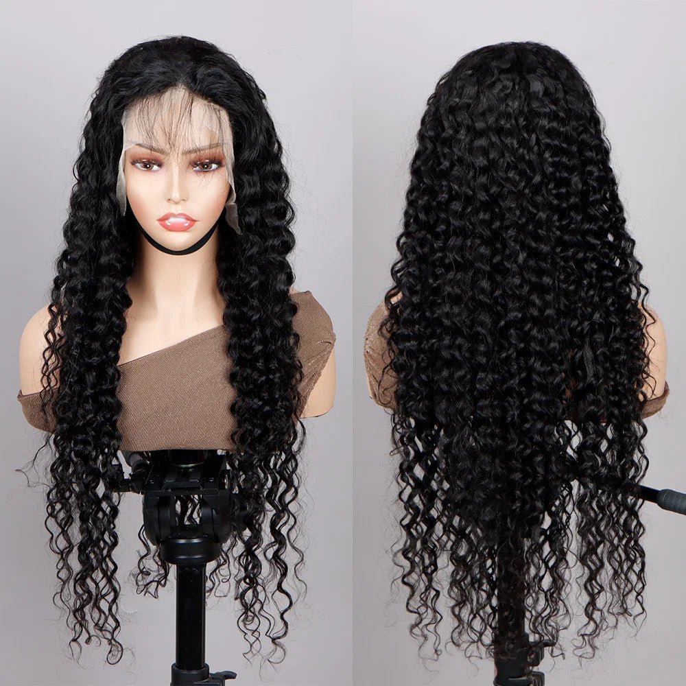 200% Density Indian Water Wave Human Hair Wigs 13X4 HD Lace Frontal Natural Color for Women From Human Hair Wigs Factory