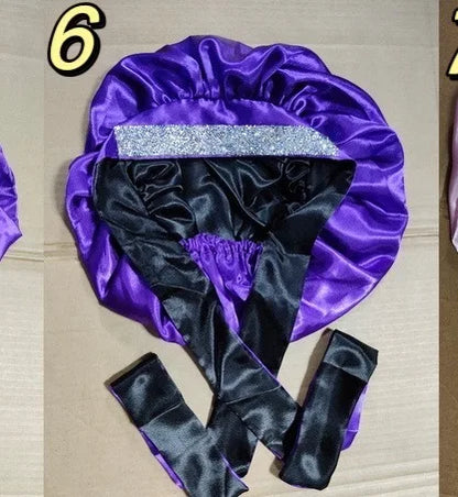 Diamond Luxury Mommy and Me Double Satin Silk Bonnet with Edge Band Head Wrap Bonnet Vendor Custom Ready Ship Silk Hair Bonnets