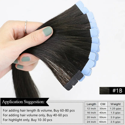 Mini Tape Hair Extensions  Natural Tape in Hair Extentions 3x0.8cm Invisible Tape 10pcs/pack for Side Hair