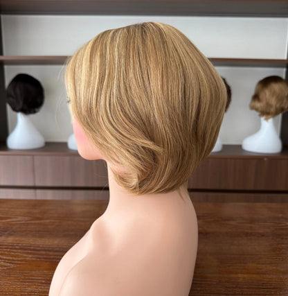 Unprocessed Raw Hair Full Hand Tied Medical Wig Blonde Color Silk Top With Lace Front Human Hair Medical Wig for Cancer Patients