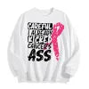 Breast Cancer Awareness Ribbon Graphic Crewneck Sweatshirt, US Warehouse, 6 Colors