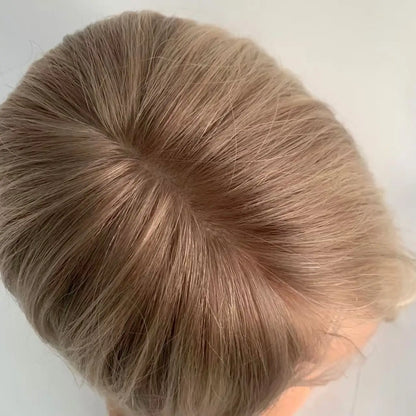 Ash Blonde Color Ready to Ship Glueless Silk Top Silicone Medical Wig Replacement  European Human Hair for Alopecia or Cancer