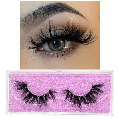 FOXESJI 3D Mink Lashes False Eyelashes Fluffy Thick Cross Wispy Natural Eye lashes Mink Soft Lash Extension Supplies Makeup Set