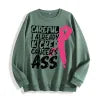 Breast Cancer Awareness Ribbon Graphic Crewneck Sweatshirt, US Warehouse, 6 Colors