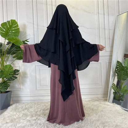 New Hijab Cap Muslim Abayas for Women Arabic Prayer Islamic 3 Layers Shawls Full Cover Head Wrap for Women Winter Khimar