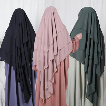 New Hijab Cap Muslim Abayas for Women Arabic Prayer Islamic 3 Layers Shawls Full Cover Head Wrap for Women Winter Khimar